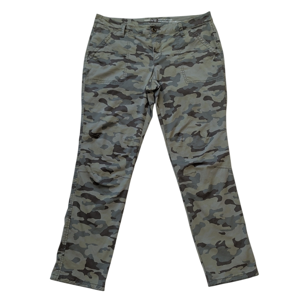 Khakis by Gap Skinny Utility Camouflage Pants 8R Green Pockets